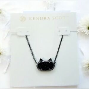 Kendra Scott Black Drusy Cat Necklace